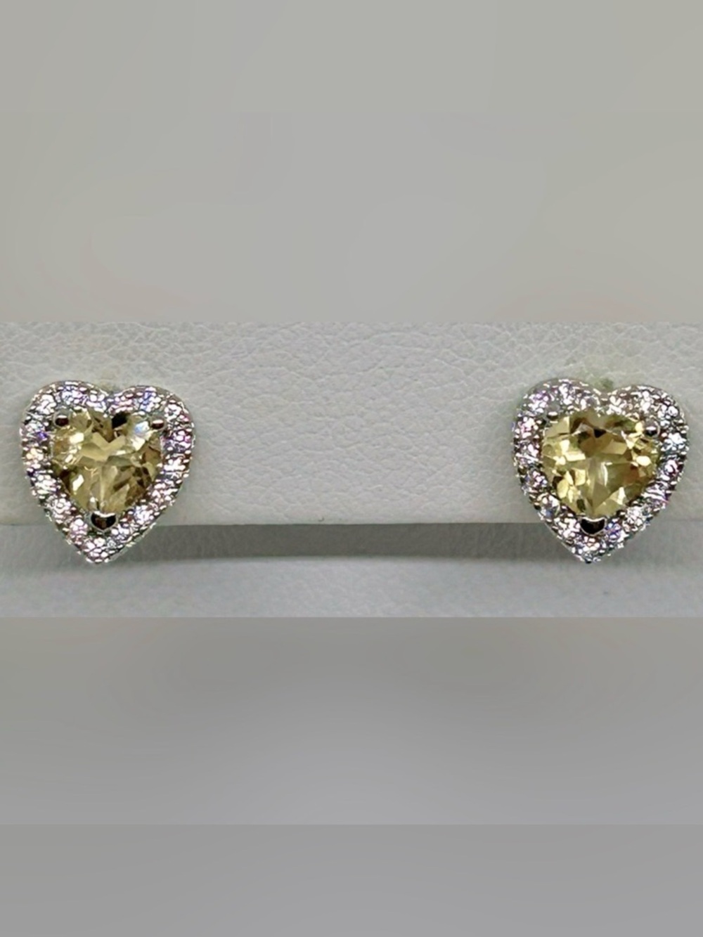Genuine Citrine Yellow 925 Sterling Silver Heart Earrings